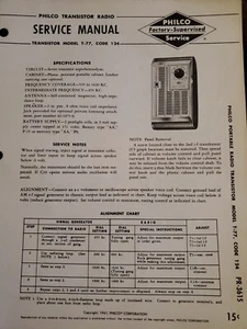 Vintage Philco Transistor T-77 manual A30 - Picture 1 of 4
