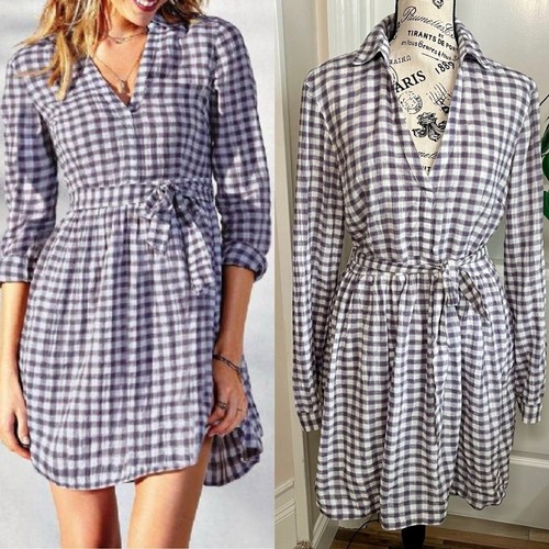 UNDERCOVER Victoria’s Secret Mini Camicia Abito Cotone Gingham Viola Tg 6