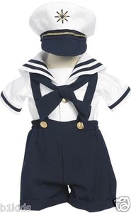 Sailor Boys Short Set Navy White Nautical Outfit Set Size 3-12 Mo Toddlers 2T-4T - Picture 1 of 6
