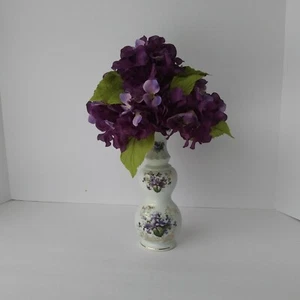 Chinese Porcelain Double Gourd Miniature Vase 8 1/2" T Purple Floral Arrangment - Picture 1 of 8