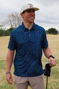 Burlebo Performance Mens Golf Polo Navy W/Speckles XXL NEW - Picture 1 of 2