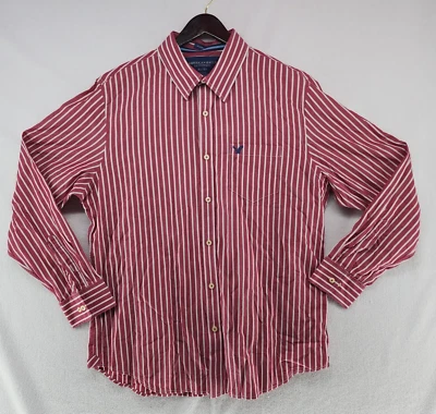 American Eagle Outfitters Men's Red Striped Long Sleeve Button Up Shirt Size XL - Image 1 of 4