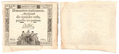 France 15 Sols P#A69b (23.05.1793) Domaines Nationaux XF - Image 1 of 3