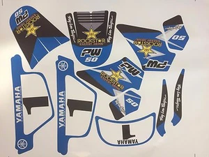 Graphic Kit Deco autocollant BLEU moto cross ROCKSTAR YAMAHA PW 50 Piwi - Picture 1 of 2