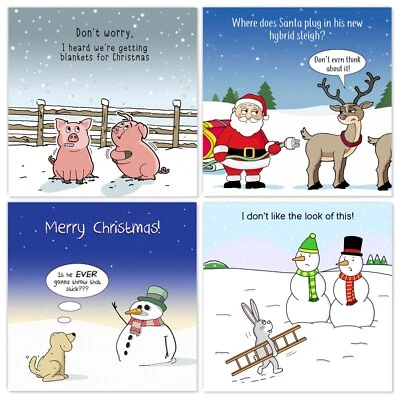 TWIZLER Funny Christmas Cards Pack of 6 - 6 Different Designs - Xmas Card Multipack