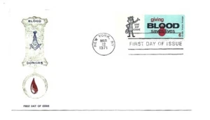 1425 American Blood Donors GW Masonic Stamp Club zip tab single,  FDC - Picture 1 of 1