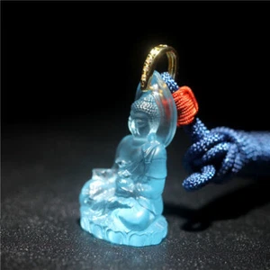 Collana con ciondolo buddista in vetro maestro di medicina ciondolo Buddha Tathagata - Foto 1 di 9