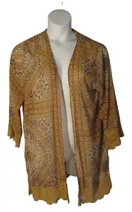 Strickjacke Rewind XL braun burgunder gemustert transparent Overpiece vorne offen - Bild 1 von 3