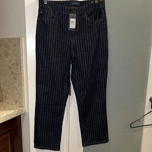 Tommy Hilfiger Tribeca Pinstripe Straight Ankle Jeans Women’s Sz 10 - Picture 1 of 10