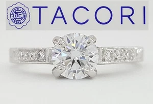 TACORI Platinum Semi-Mount Diamond Engraved Engagement Ring 0.08 ct Rtl $3,050 - Picture 1 of 9