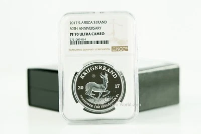 South Africa 2017 1 Rand Krugerrand 50th. Silver Proof Coin NGC PF70  - Image 1 of 4