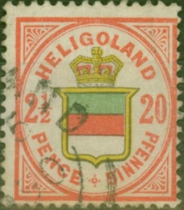 Heligoland 1888 20pf (2 1/2d) Dull Red, Pale Green & Lemon SG15b Fine Used (4) - Picture 1 of 1