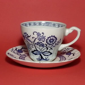 Taza de café J&G Meakin con platillo porcelana hecha en Inglaterra azul nórdico - Imagen 1 de 12