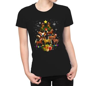 1Tee Damen T-Shirt Pferdebaum - Weihnachtsbaum aus Pferden - Bild 1 von 5