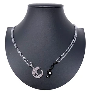 Llave De Violín Negra Colgante Roto 2x Collar De Acero Hombre Mujer Amigos A05 - Imagen 1 de 2
