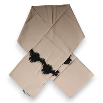 DOLCE & GABBANA Scarf Beige Floral Lace Trim Silk Neck Wrap 182cm x 54cm 500usd - Image 1 of 4