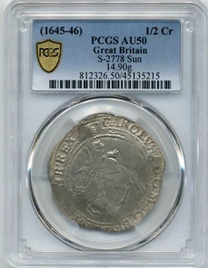 (1645-46) Half Crown Great Britain, Charles I - S-2778 - PCGS AU50 - Picture 1 of 3