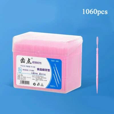 Paquete de 200 palillos de dientes de plástico higiene dental cepillo de hilo dental palillos de dientes cuidado bucal Foto 1 de 4