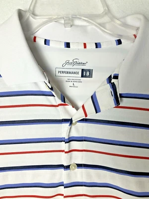 JACK NICKLAUS Mens GOLF Performance POLO Red White BLUE Woven Texture Shirt SZ L - Image 1 of 4