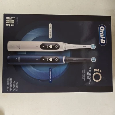 Oral-B iO Series 7 Electric Toothbrush, Blue Sapphire & White 2 Pk - Image 1 of 4