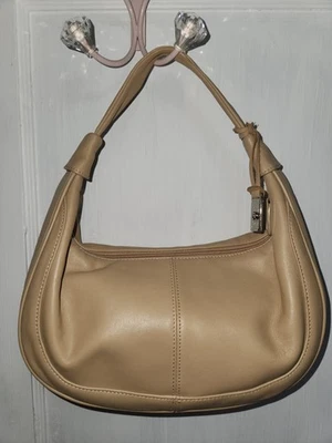 Etienne Aigner Leather Beige Fabric Hobo Shoulder Handbag Mob Wife Office Siren - Image 1 of 4