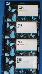 4 Stück Original HP 745 F9K00A Rot F9J97A Cyan F9J96A Gelb F9J98A Schwarz ~06/2021 - Bild 1 von 4