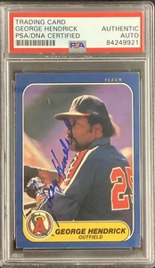 George Hendrick Signed 1986 Fleer #158 Baseball Card CA Angels Autograph PSA/DNA - Picture 1 of 2