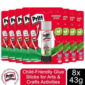 Pritt Child-Friendly Glue Sticks for Arts & Crafts Activities 43g, 8 Sticks - Picture 1 of 10