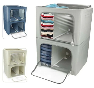 Storage Bins w/ Divided Interior, Bedroom Closet Organization for Clothes Linen - Image 1 of 4
