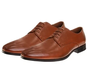 Perry Ellis Men's Size 9 Lace-up Leather Dress Shoes, Brown, New in Box - Picture 1 of 5