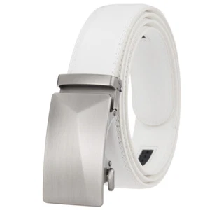 HJones Moda Para hombres Cuero de Vaca Cinturón de Hebilla Automático Cinturón de Trinquete Correa - Imagen 1 de 6