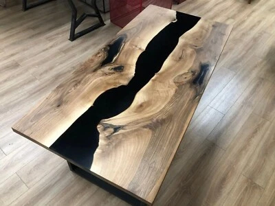 Custom Black Unique Epoxy Resin Dining Table, Epoxy Counter Top, Coffee Table - Image 1 of 4