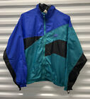 Vintage 90S Nike White Tag Colorblocking Wind Breaker - Size L - Teal/Black/Blue