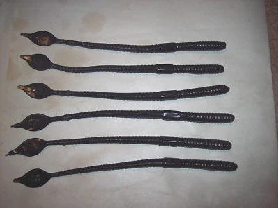 Manns 9" Jelly Worm Bass Fishing Lure 6 Pk Flat Tail Black Snake Discontinued - Image 1 of 4