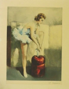 Aquatinte couleurs J. Cassin danse Ballerine vers 1950 - Imagen 1 de 4