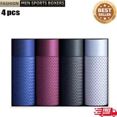 Mens Bamboo Boxer Briefs Soft Breathable Underwear Shorts Pack of 4 Comfort Fit - Image 1 of 4