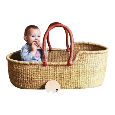 Cama de bebê com colchão, cesta Baby Moses, berço, cama cesta de tecido africano - Imagem 1 de 3