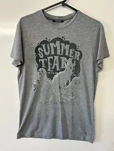 PULL & BEAR Men’s Grey Short Sleeve Round Neck T-Shirt Front Print Size Medium - Picture 1 of 9