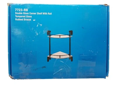 MODONA 7723-RB Oval 10.5" W Double Glass Corner Shelf with Pre-Installed Rails - Image 1 of 4