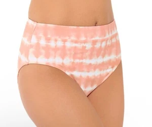 Coral Pink / Ivory High Waisted Swim Bottoms High Leg Beach Bikini Size XXL NWT  - Picture 1 of 9
