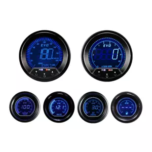EVO Digital 6 Gauge Set GPS Speedometer Blue & Red LCD KMH °C BAR 85mm & 52mm - Picture 1 of 18