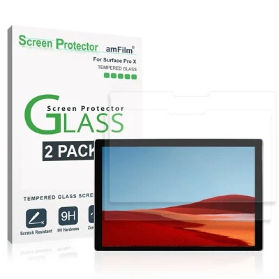 amFilm Microsoft Surface Pro X Real Tempered Glass Screen Protector (2 Pack) - Image 1 of 4