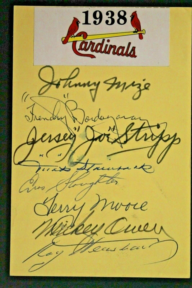 1938 St Louis Cardinals Autographs Multi Signed SLAUGHTER MIZE STRIPP OWEN JSA - Image 1 of 4