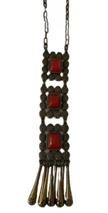 Sfera lang einzigartig Kleopatra quadratisch Messing klobig rot Perlen verstellbar Kette Halskette - Bild 1 von 5