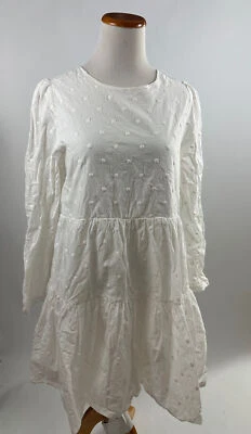 Vestido para mujer GIANNI BINI blanco 100 % algodón bordado punto suizo en capas M Foto 1 de 4