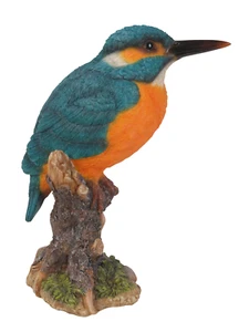 Vivid Arts Real Life Ornaments - Kingfisher on a Stump - Resin, Indoor/Outdoor - Picture 1 of 3