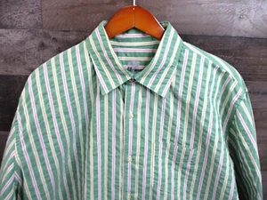 7 for All Mankind Shirt Mens XL Green Striped Long Sleeve Dress Button Up Cotton - Picture 1 of 13