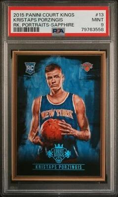 2015 Panini Court Kings Kristaps Porzingis Rookie Portraits Sapphire 24/25 PSA 9 - Image 1 of 2
