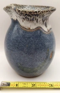 Vintage Handcrafted Art Pottery Pitcher Blue Splatter 4 1/2" WESTWIND 1987 - Picture 1 of 7
