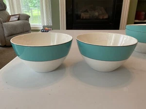 Lenox Kate Spade Rutherford Circle Turquoise 6" Cereal Bowls Set of 2 - Picture 1 of 3